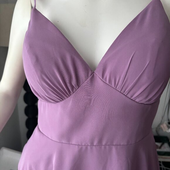 Azazie Purple Chiffon Bridesmaid Gown Flowy Pleated Chiffon Dress Purple - Picture 3 of 5